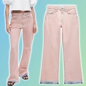 NWT ZARA Mid Rise Full Length Bootcut Jean Sz 4 Raw Destroyed Hem